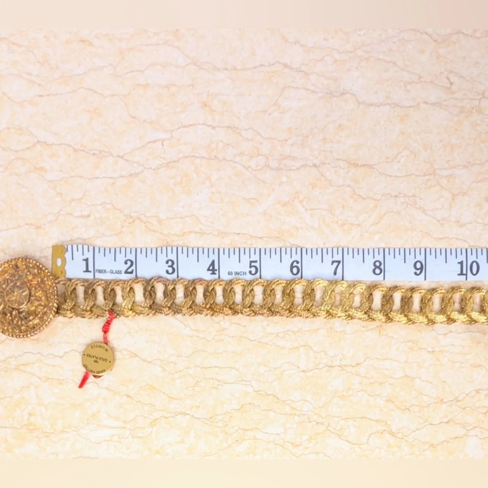 Vintage Grecian 18k Gold Plated Woven Wire Handmade Belt & Buckle